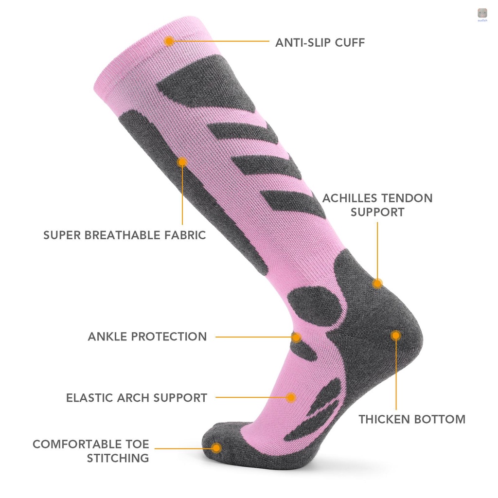 Lixada 2 Đôi Vớ Thể Thao Trượt Tuyết Dệt Kim Dày Thoáng Khí Nhanh Khô Chống Mài Mòn Cho Nữ