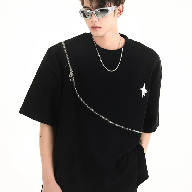 Áo Thun Tay Lỡ Dáng Rộng Phong Cách Hip hop Đường Phố Mỹ Cá Tính Cho Nam