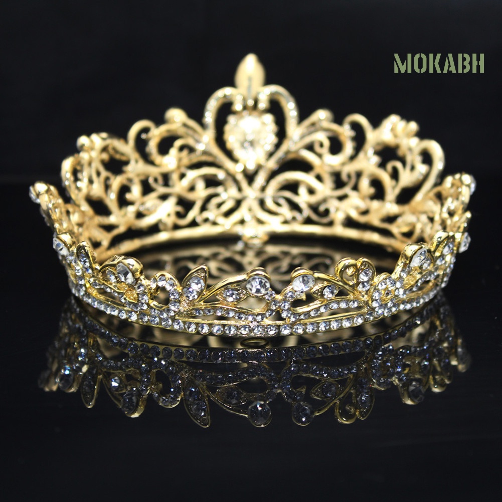 Cài Tóc Hình Vương Miện Tròn Đính Đá Thanh Lịch Dành Cho Cô Dâu