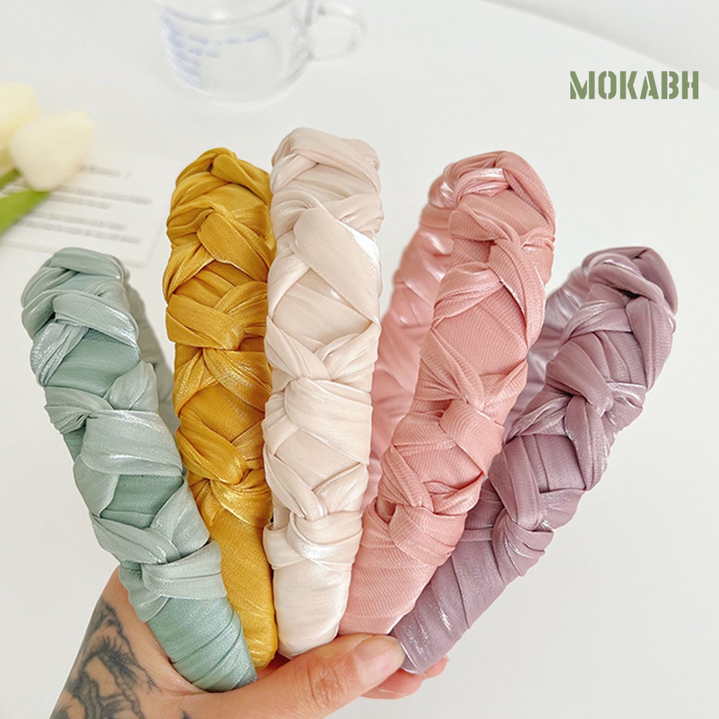 Băng Đô Cài Tóc Bằng Vải Lụa Mềm Màu Trơn Thanh Lịch