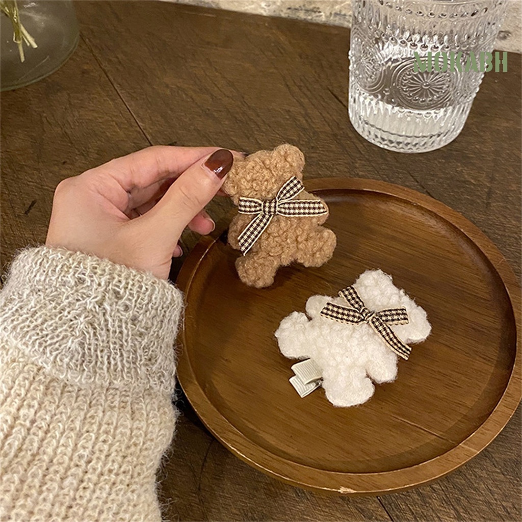 Kẹp Tóc Hình Con Vịt / Gấu Bằng Lông Nhung Mềm Mại Dễ Thương Xinh Xắn