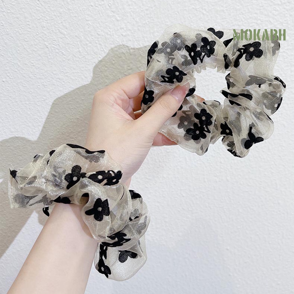 Dây Cột Tóc Co Giãn Chống Trượt Đính Hoa Xinh Xắn Cho Nữ