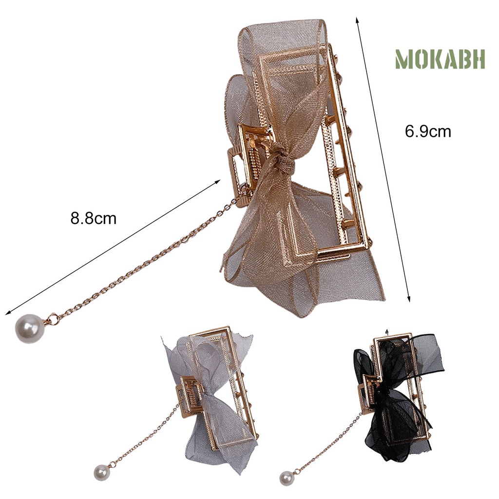 Kẹp Tóc Hình Nơ Đính Ngọc Trai Giả Và Dây Ruy Băng Thời Trang Cho Nữ