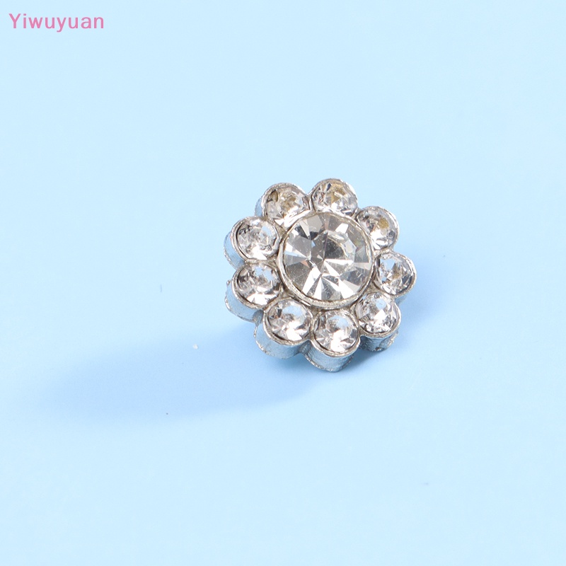 10 Nút Áo Hình Hoa Bằng Kim Loại Đính Đá Lấp Lánh DIY Mới