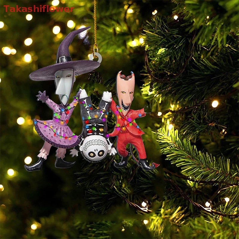 Phụ Kiện Trang Trí Cây Thông Giáng Sinh Bằng Acrylic Hai Mặt Họa Tiết Hoạt Hình Sáng Tạo