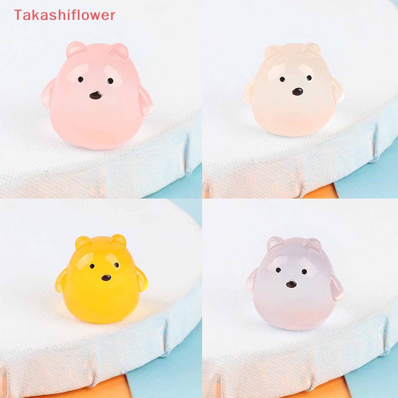 Set 2 Kẹp Tóc Hình Gấu Nhỏ Bằng Nhựa Resin Phát Sáng Dễ Thương Trang Trí Tiểu Cảnh DIY