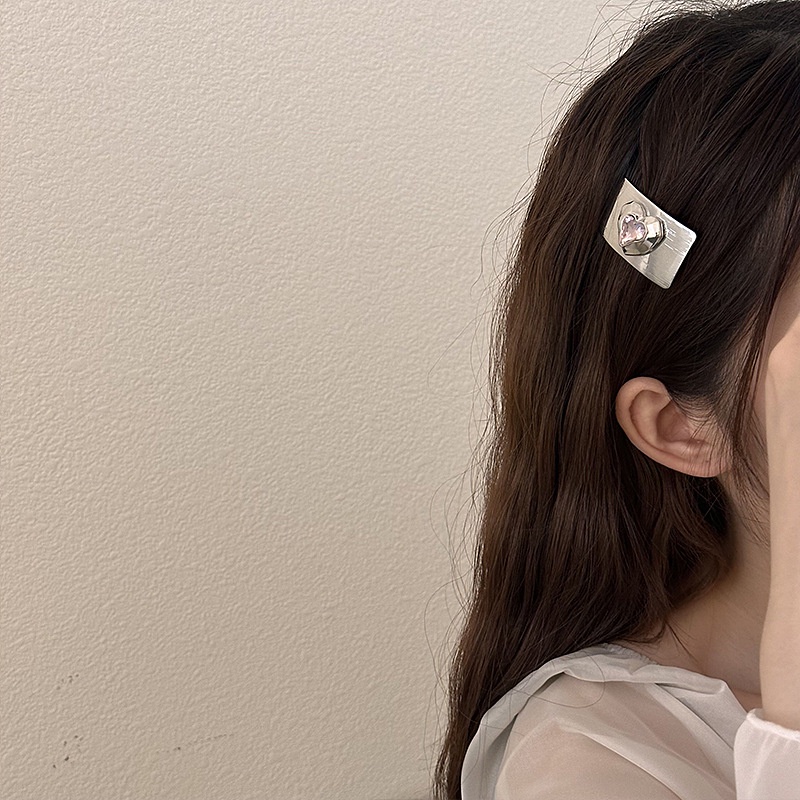 Kẹp Tóc Mỏ Vịt Hình Vuông Bằng Kim Loại Kiểu Hàn Quốc