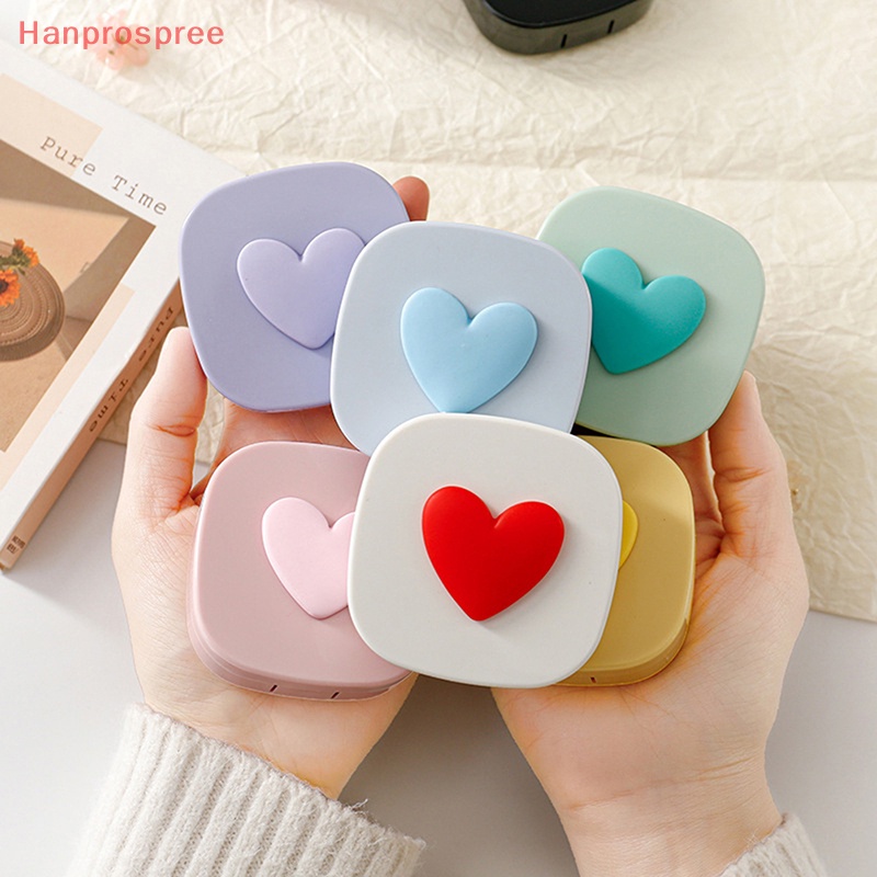 Hanprospree > Hộp Đựng Kính Áp Tròng Hình Vuông Trái Tim Màu Macaron Có Gương Dễ Mang Theo Khi Đi Du Lịch Tốt