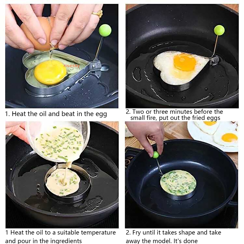 Set 5 Khuôn Chiên Trứng / Làm Bánh Pancake Bằng Thép Không Gỉ