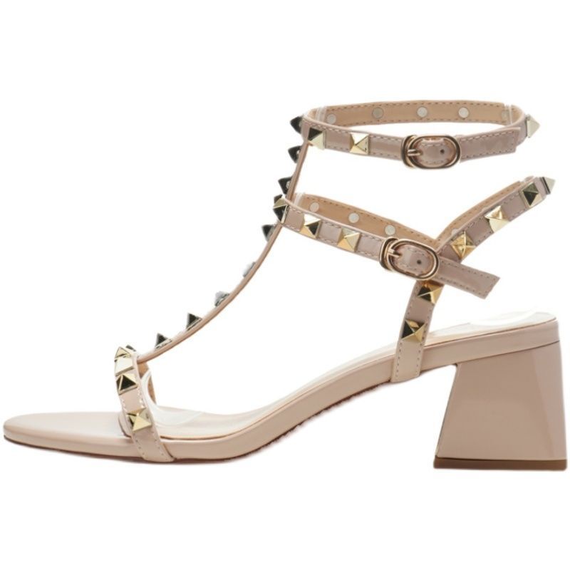 Giày Sandal Cao Gót Mùa Hè 2023 Đính Đinh Tán Đơn Giản Hợp Thời Trang Cho Nữ