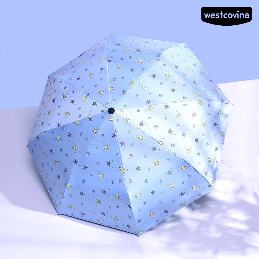 [COD]☁Dù Gấp Mini Chống Gió / Tia UV / Thấm Nước In Họa Tiết Ngôi Sao Thời Trang