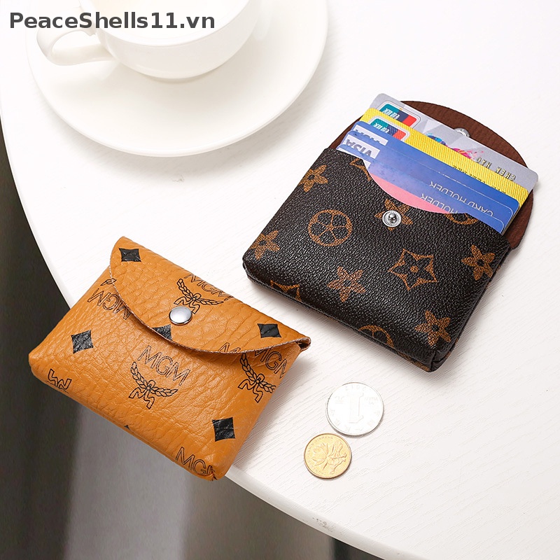 Ví Da PU Mini In Chữ PeaceShells Kiểu Cổ Điển Thời Trang Cho Nữ