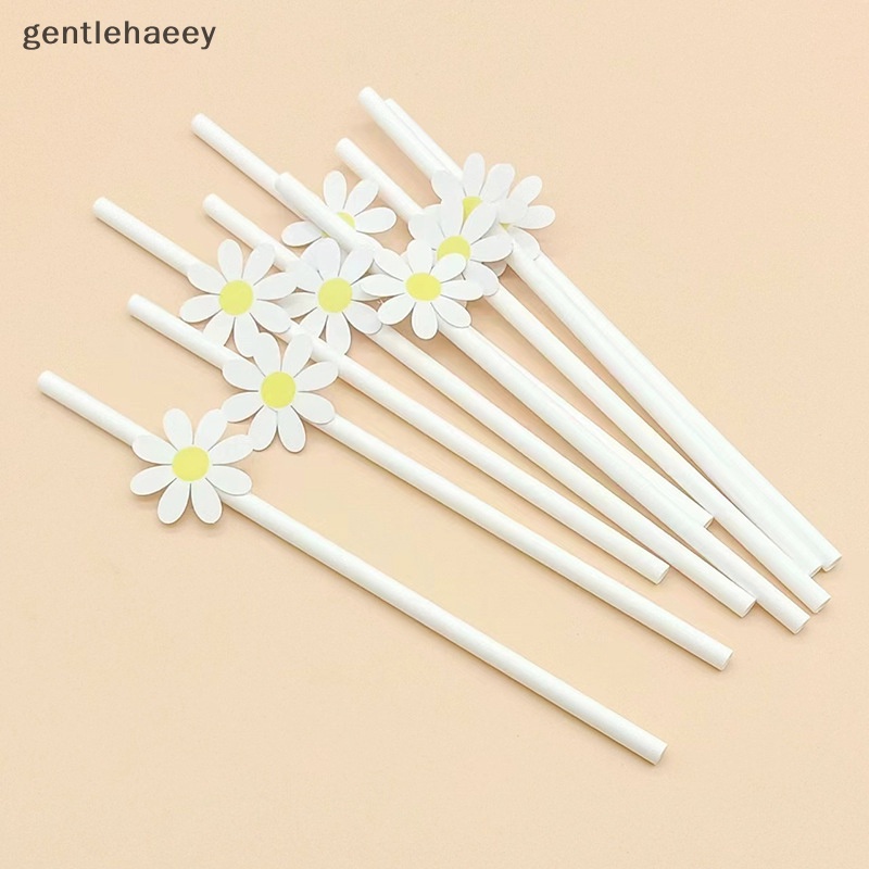 Set 10 Ống Hút Giấy Họa Tiết Hoa Cúc Dùng Một Lần Trang Trí Tiệc Sinh Nhật / Đám Cưới