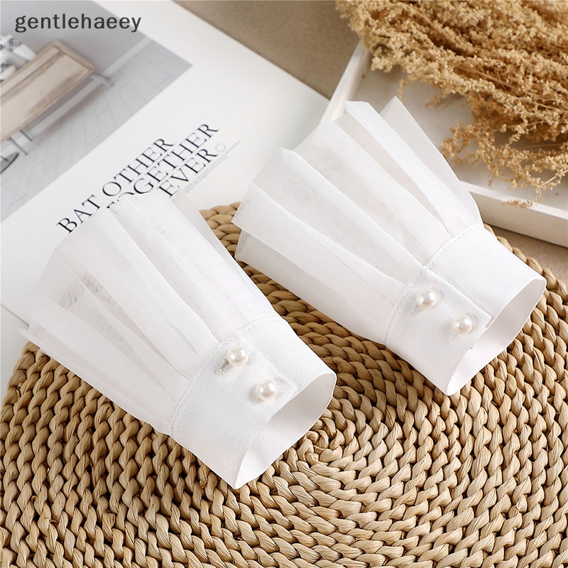 Gent 1 Cặp Găng Tay Phối Ren Xếp Ly Màu Trơn Có Thể Tháo Rời Cho Nữ