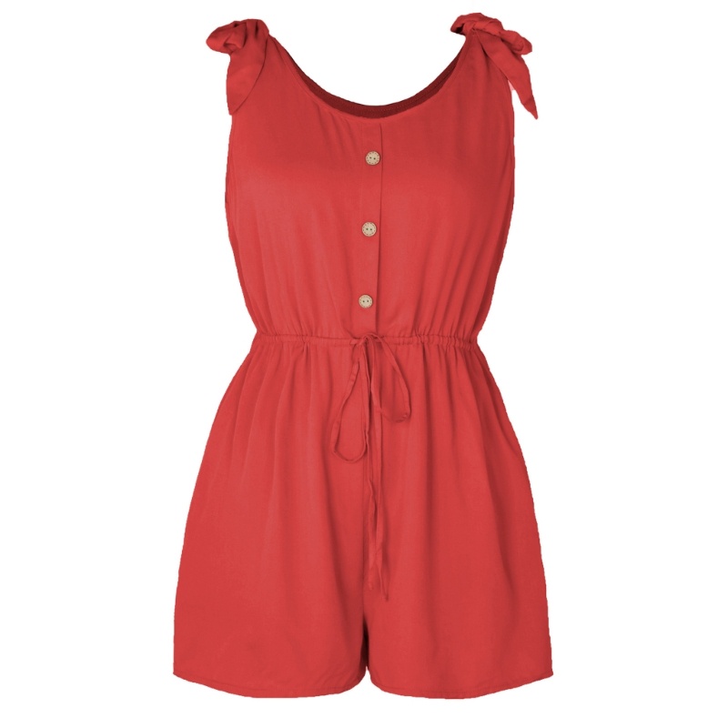 Bộ Áo Liền Quần Sát Nách Dáng Ngắn Phối Túi Cá Tính Cho Nữ