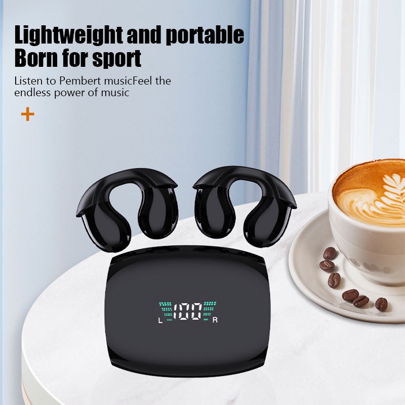 Tai Nghe Không Dây Q96 TWS Bluetooth 5.3 Thiết Kế Kẹp Tai Có Đèn LED Phong Cách Thể Thao