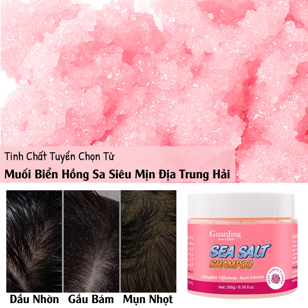 Muối Biển Hồng Sa Tẩy Tế Bào Da Đầu Hết Gầu, Hết Ngứa, Giúp Mọc Tóc Quan Jing Mềm Mượt Phục Hồi Mái Tóc Của Bạn