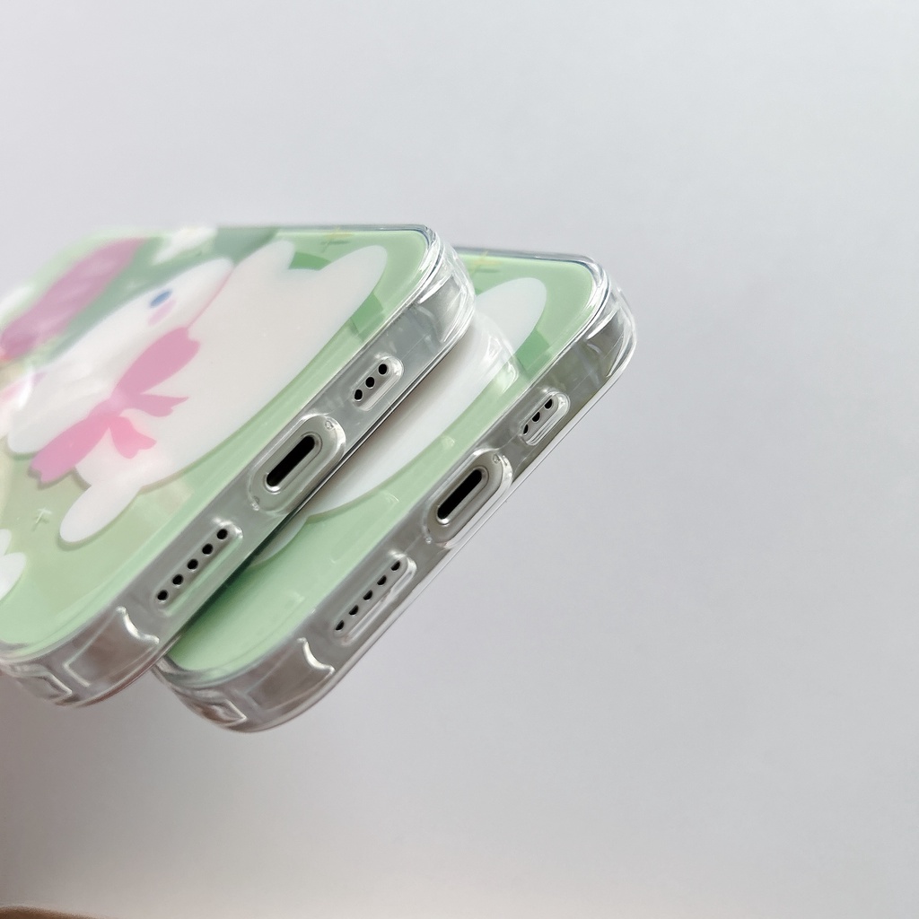 Ốp Điện Thoại TPU Hai Mặt Chống Sốc Bảo Vệ Camera In Hình Hoa Hồng Thỏ Cho Apple IPhone 14 13 12 11 Pro Max