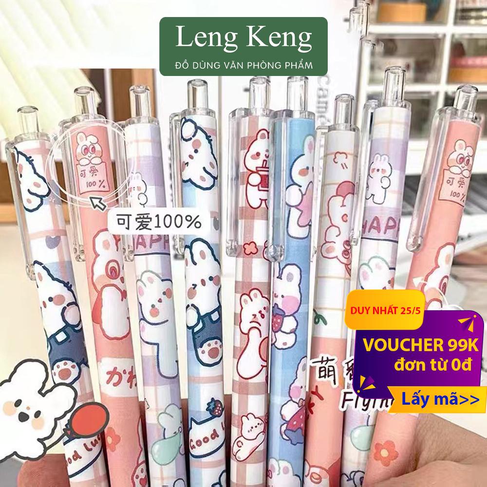Bút bi bấm ngòi 0.5mm văn phòng phẩm Leng Keng họa tiết hoạt hình dễ thương B21-E