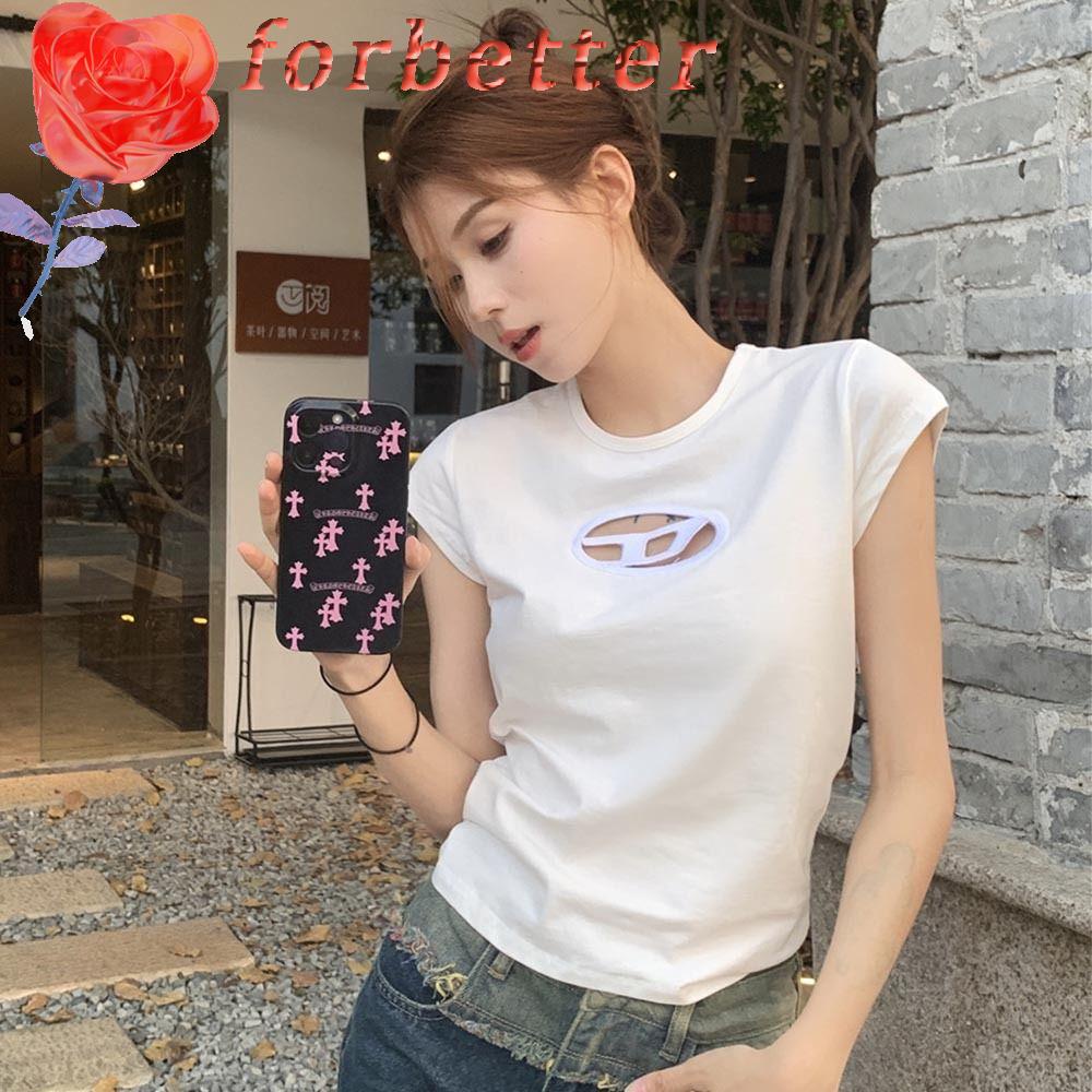 Áo Thun Ngắn Tay Thêu Chữ D Phong Cách Hàn Quốc Dễ Thương Y2k