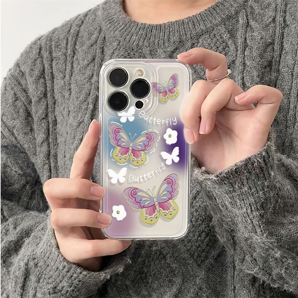 ✅Ốp Điện Thoại Mềm Chống Sốc Họa Tiết Bướm Đơn Giản Cho iPhone1213 14pro78max 116Inch QD8X