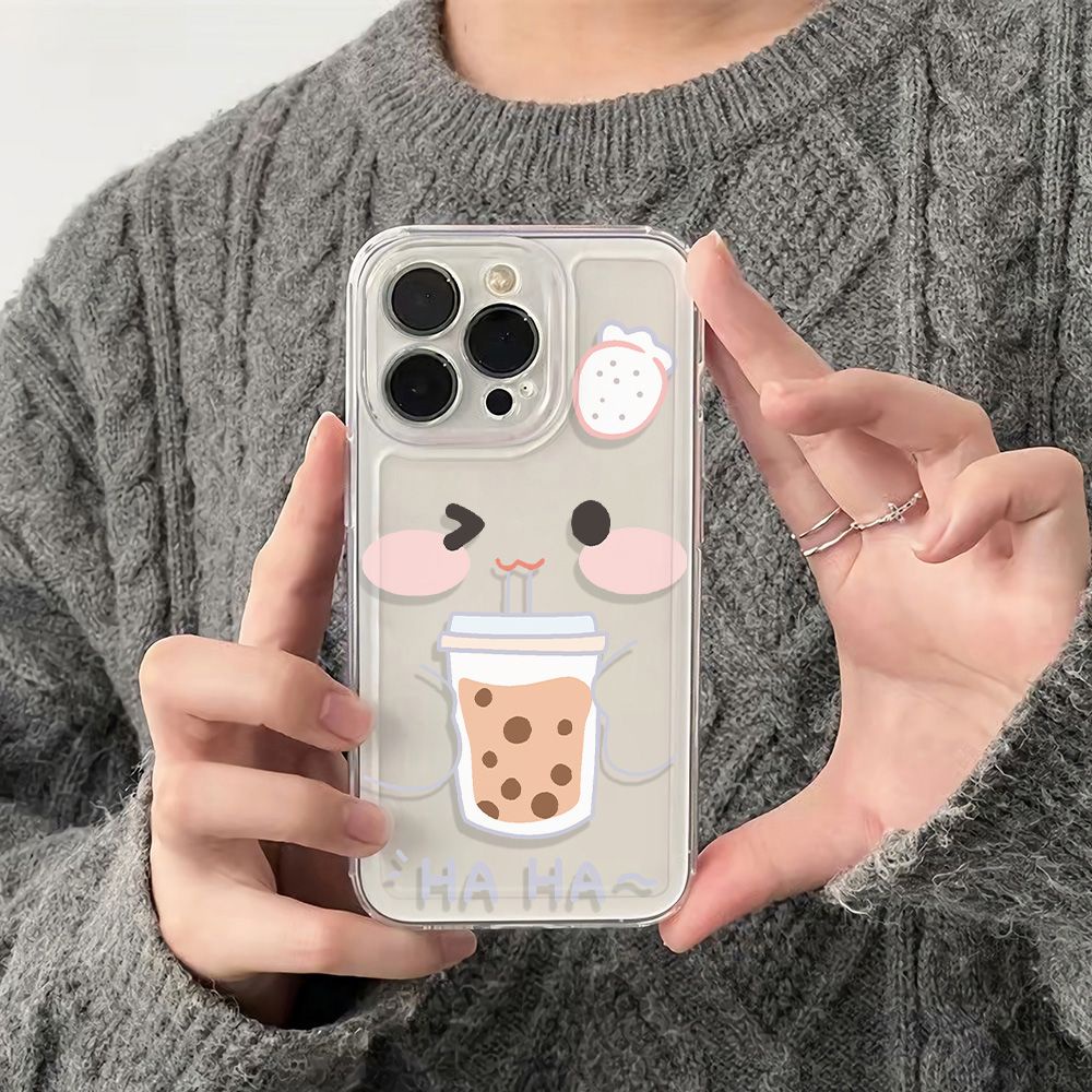 ✅Ốp Điện Thoại Mềm Chống Sốc Hình Trà Sữa 6In Cho Iphone 11 14pro 13 12Plus78 D4SW