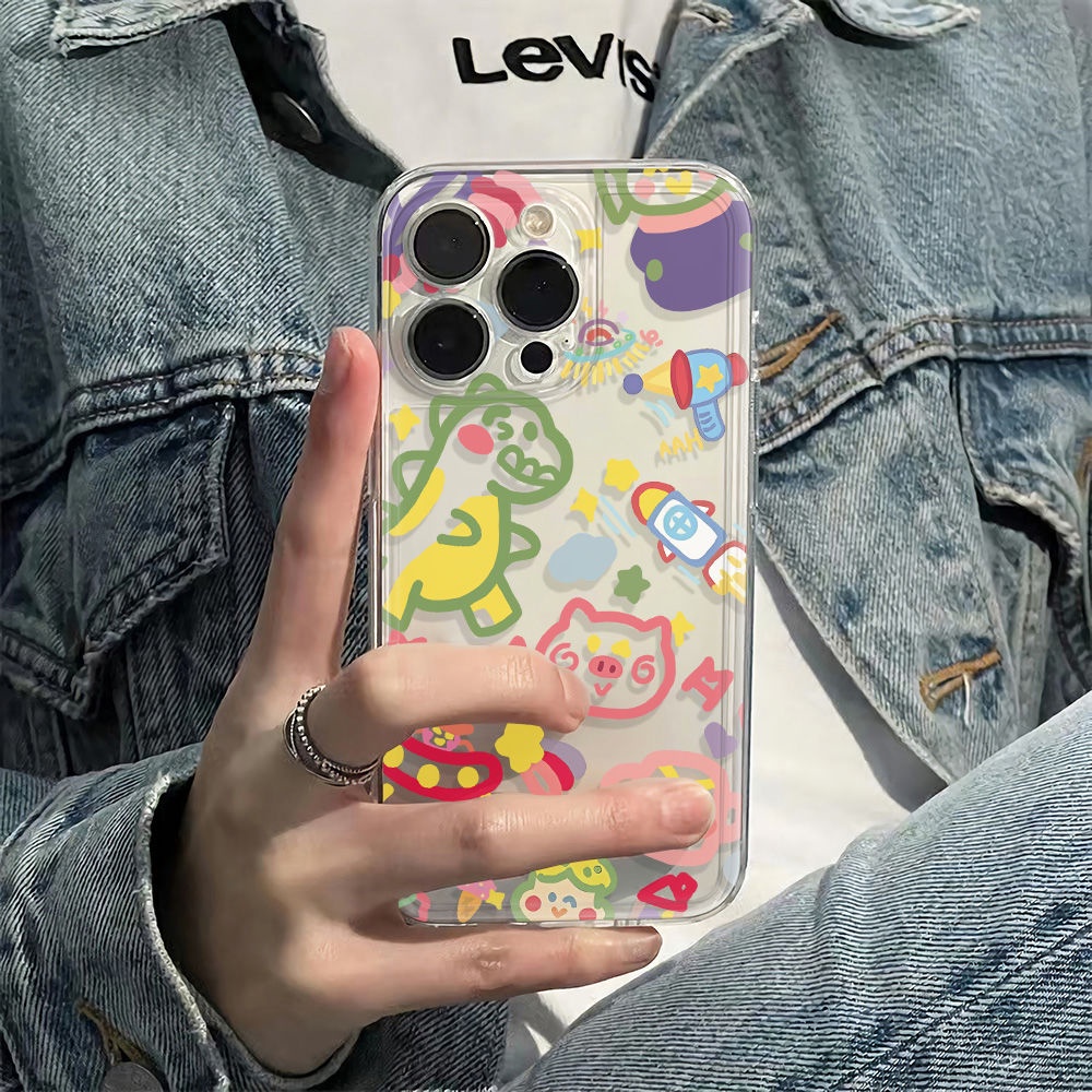 ✅Ốp Điện Thoại Dẻo Họa Tiết Hoạt Hình Phong Cách Graffiti Đơn Giản Chống Sốc Cho Iphone 6In 11iPhone12 78 14pro max plus 13