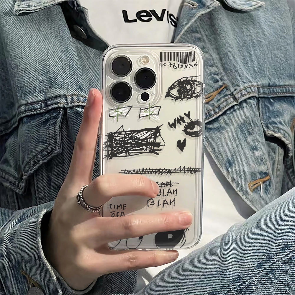 ✅Ốp Điện Thoại Mềm Chống Sốc Họa Tiết Graffiti Đơn Giản Cho Iphone 11Plus 6 13 14Pro 78Max 12 5VHD