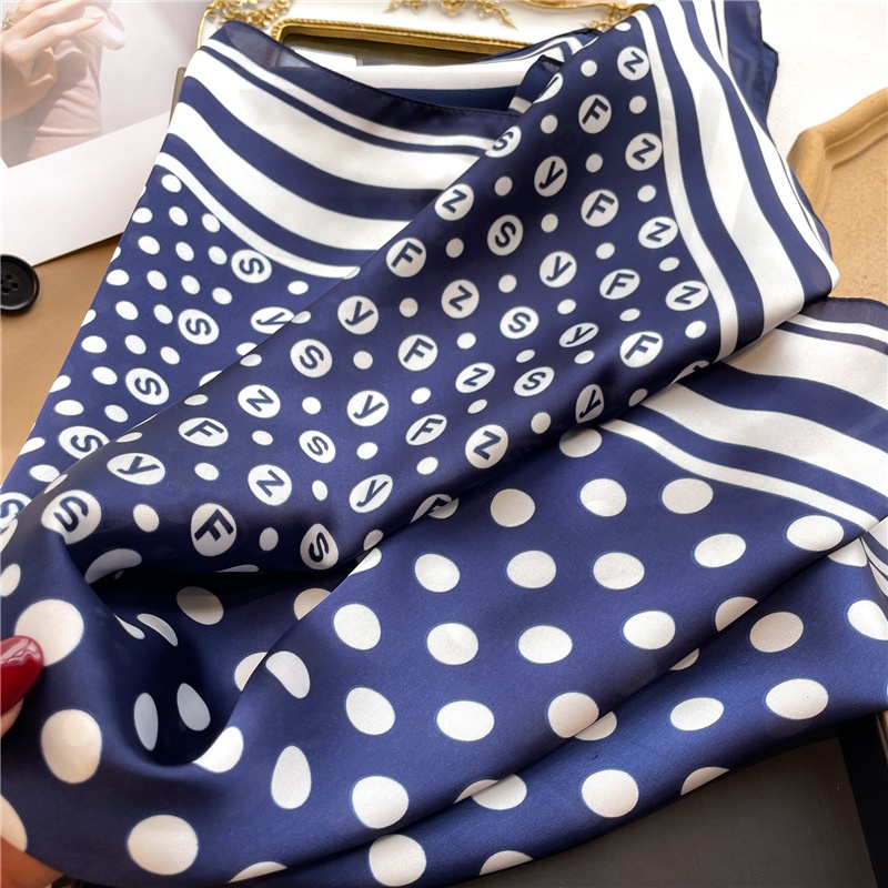 Khăn Choàng Cổ Hình Vuông 70X70Cm Chất Liệu Lụa Họa Tiết Chấm Bi Nhiều Màu Thời Trang Cho Nữ