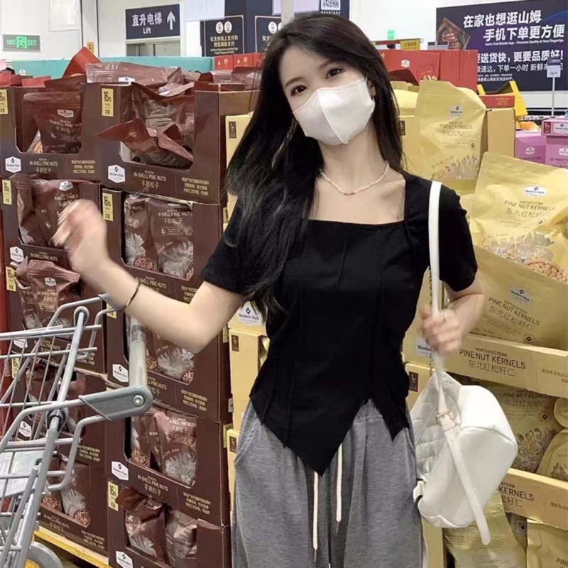 Áo Thun Cổ Vuông Thời Trang Mùa Hè Cho Nữ