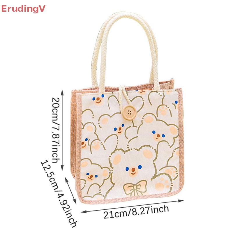 Túi Xách Mua Sắm Vải Canvas In Họa Tiết Hoạt Hình Dễ Thương