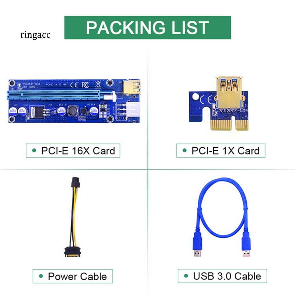 Cáp Mở Rộng PCI-E 1X Sang 16X 009s Tốc Độ Cao Usb 3.0 PCB