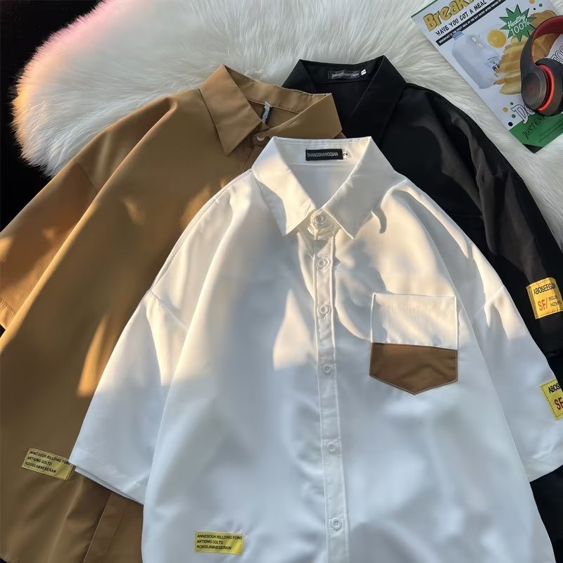 Áo Sơ Mi Tay Ngắn Phong Cách Hong Kong Thời Trang Mùa Hè Cho Nam