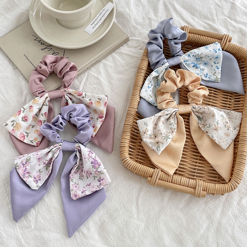 Dây Cột Tóc Bản Lớn In Họa Tiết Hoa Thời Trang Xinh Xắn Cho Nữ