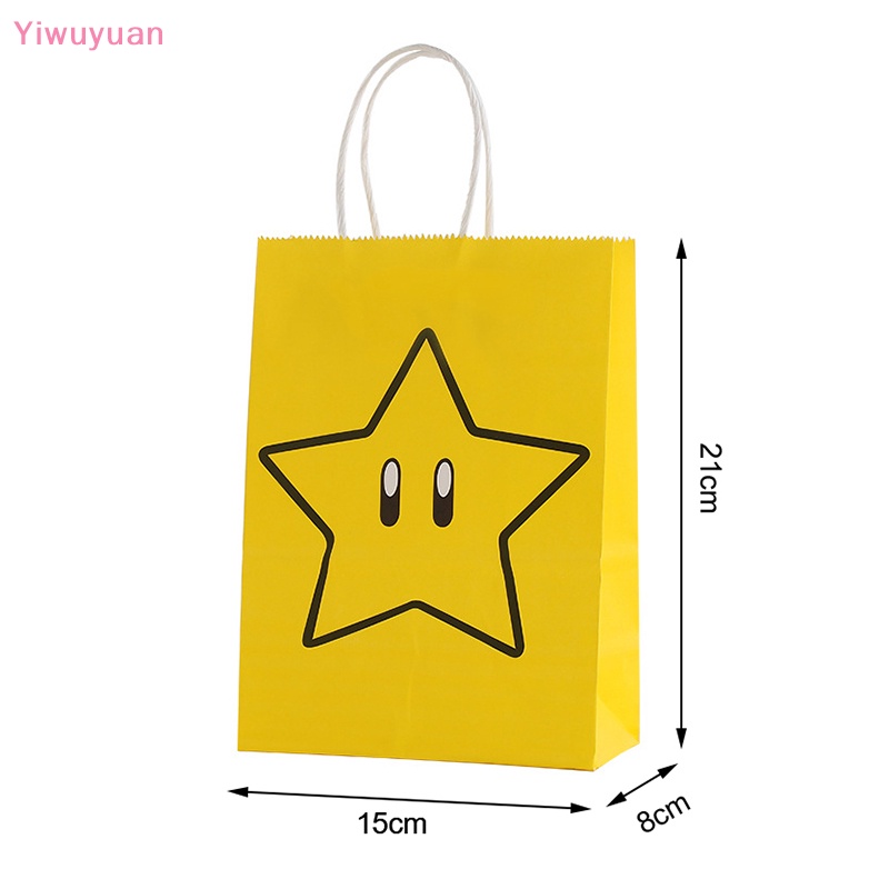 Bộ 4 Túi Giấy Kraft In Hình Super Mario Trang Trí Tiệc Cưới, Sinh Nhật, Giáng Sinh Năm Mới