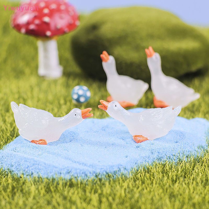 Bộ 3 Tượng Ngỗng Mini Bằng Nhựa Phát Quang Trang Trí Sân Vườn Mới