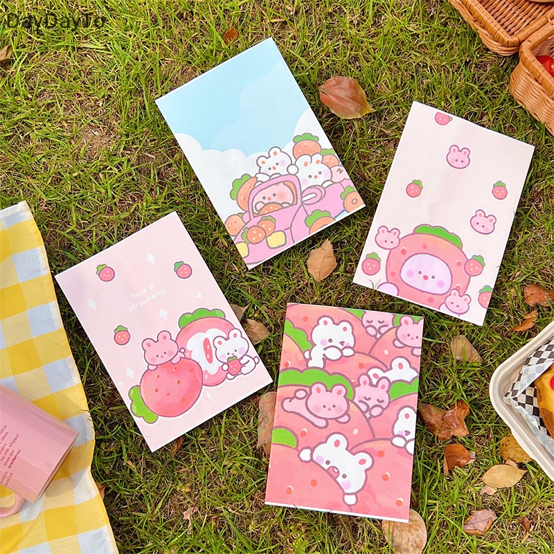 Set 10 Túi Giấy Kraft Mini In Hình Thỏ / Dâu Tây Dễ Thương Dùng Gói Quà