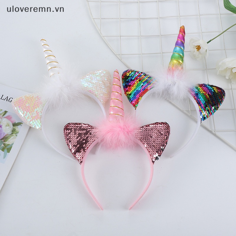 Băng Đô Hình Sừng Kỳ Lân Có Đèn LED Phát Sáng Cho Bé