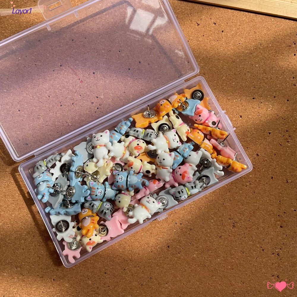 Set 1 / 30 Ghim Cố Định Hình Mèo Dễ Thương Dùng Trang Trí