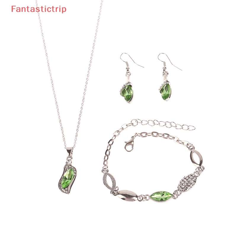 Bộ Trang Sức Vòng cổ / Vòng Tay / Khuyên Tai Đính Pha Lê Màu Vàng / Bạc Thời Trang Cho Nữ