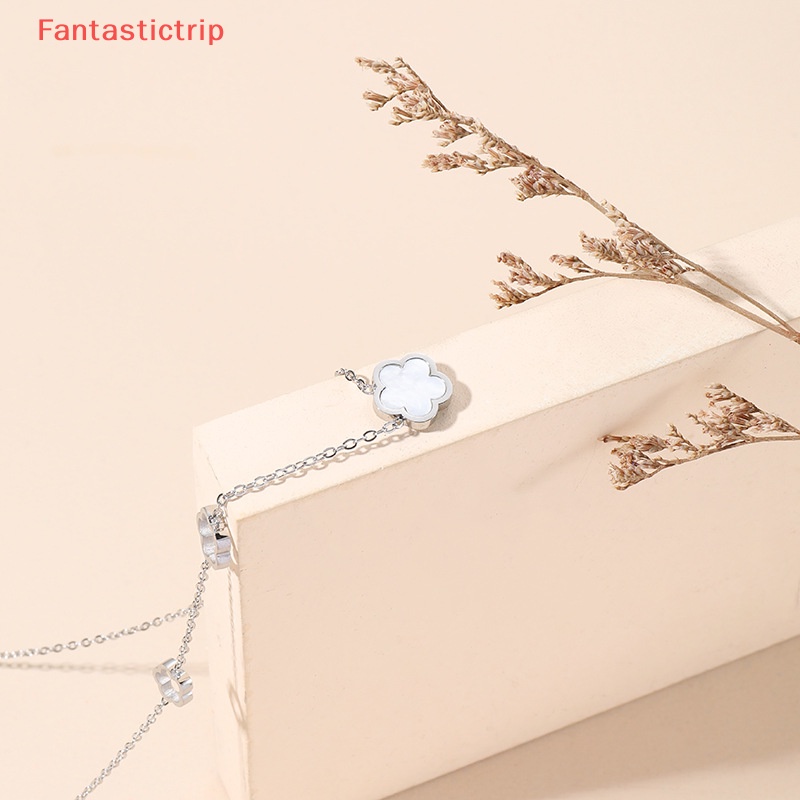 [Fantastictrip] Vòng cổ Bằng Thép Titan Mặt Hình Hoa Vỏ Sò Màu Trắng Thanh Lịch Thời Trang Cao Cấp Đa Năng Quyến Rũ Cho Nữ