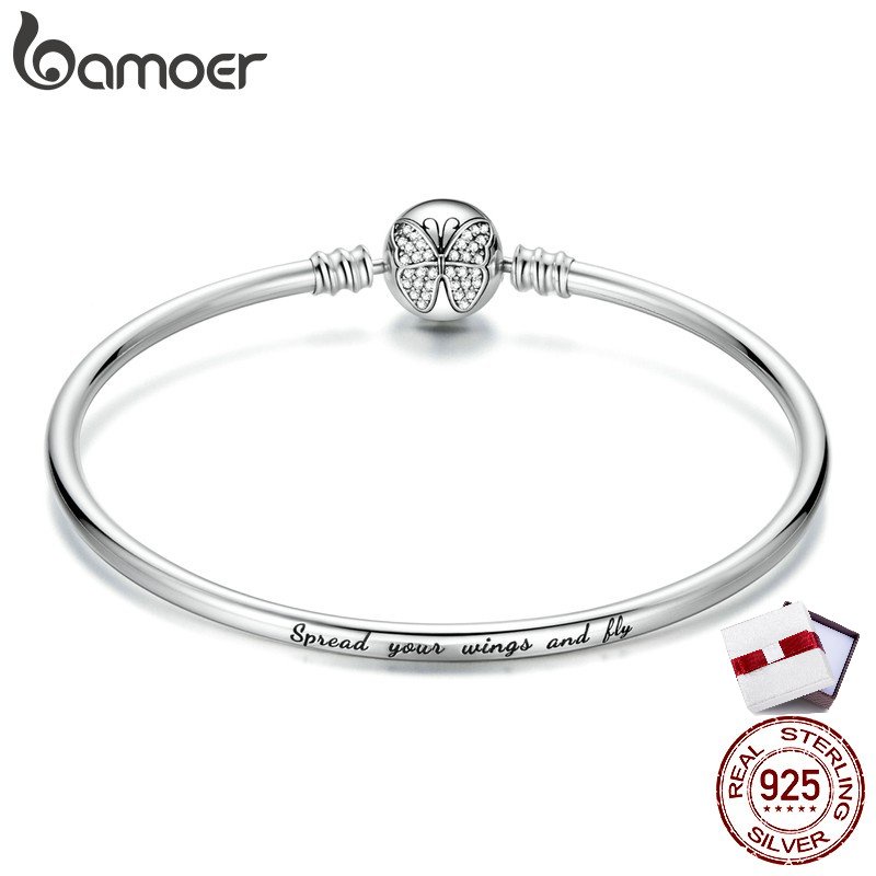 Vòng đeo tay BAMOER BSB084 bằng bạc 925 hình bướm thời trang cho nữ