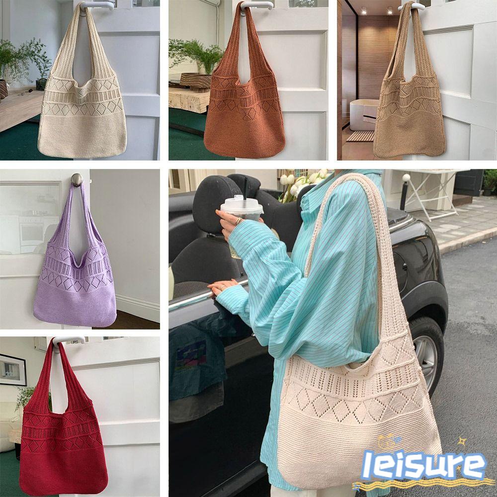 Túi Xách Đeo Vai Đan Len Cỡ Lớn Phong Cách Retro Thời Trang Cho Nữ
