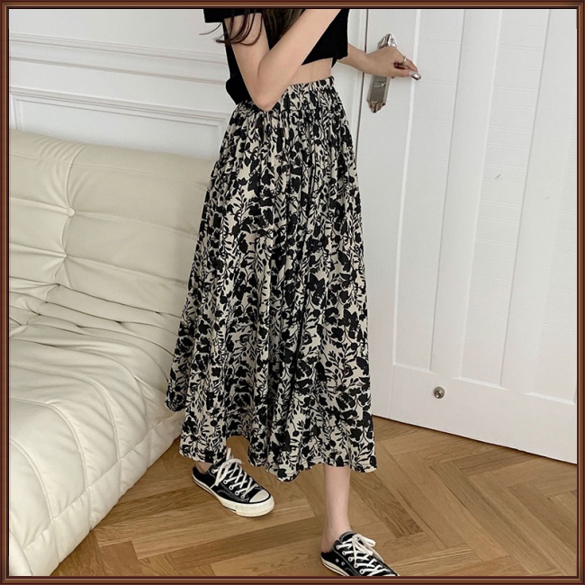 Chân Váy Dài Lưng Cao In Họa Tiết Hoa Bằng Sợi Hóa Học Thời Trang Mùa Hè Cho Nữ