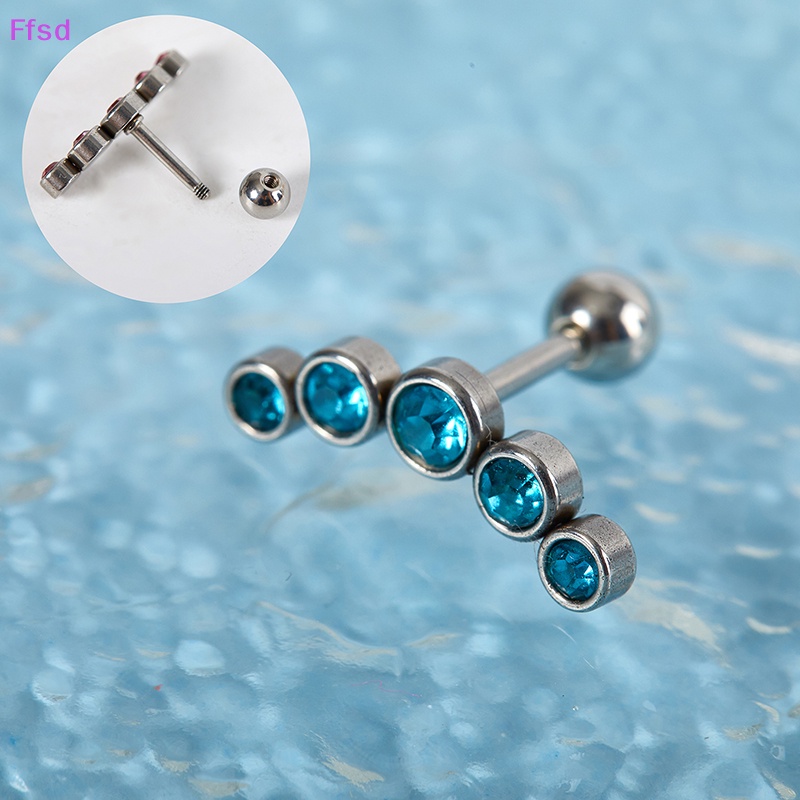 {Ffsd} Khuyên Xỏ Tai Bằng Thép Không Gỉ Đính Đá Pha Lê Thời Trang Làm Quà Tặng Cho Nữ * Bán Chạy