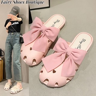 ZHUXIA Dép Sandal Đế Dày Chống Trượt Thắt Nơ Dễ Thương Phong Cách Công Chúa Thời Trang Đi Biển Mùa Hè Cho Nữ