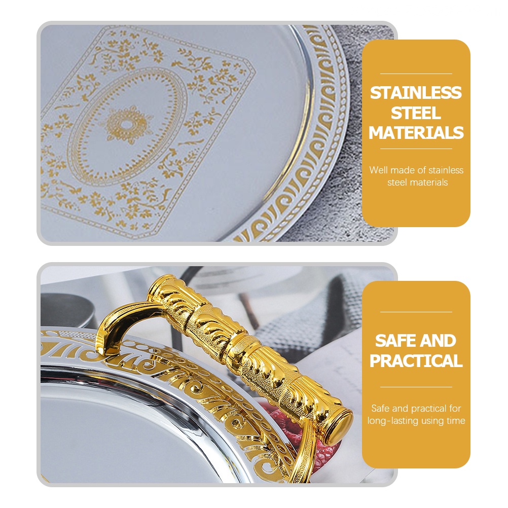 Khay Đựng Cà Phê Hình Oval Bằng Thép Không Gỉ Phong Cách Retro