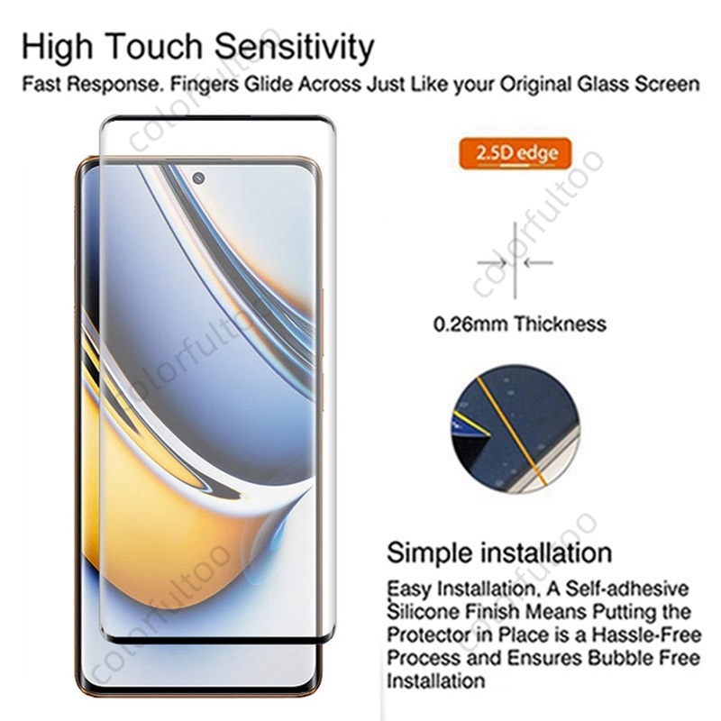 Kính Cường Lực 9H Cong 3D 9H 2 Trong 1 Cho Realme 11 10 Pro Plus + 10Pro 11Pro + Realme11Pro Realme10 4G 5G