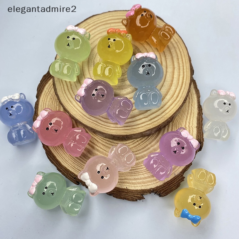 Bộ 2 Tượng Gấu Hoạt Hình Mini Bằng Nhựa Phát Quang Dễ Thương Trang Trí Nhà Cửa / Xe Hơi