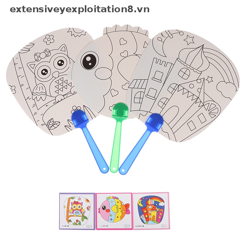 1 Quạt Cầm Tay Hoạt Hình Nhiều Màu Sắc DIY Dành Cho Trẻ Em